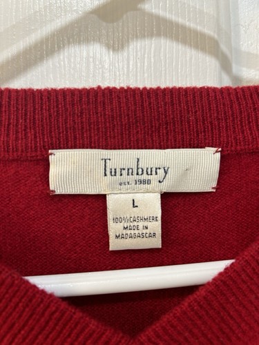 Herren 100 % Kaschmir V-Ausschnitt Pullover Urlaub rot Geschäft Freizeit Preppy Gr. L - Bild 3 von 5