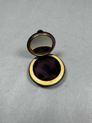 Antique French Or Austrian Guilloche Enamel & Silver Mini Compact Mirror - Picture 6 of 12