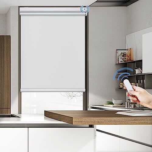Motorized Roller Shade With Remote Controlmotorized Blinds 100% Blackout Electri - Picture 7 of 9