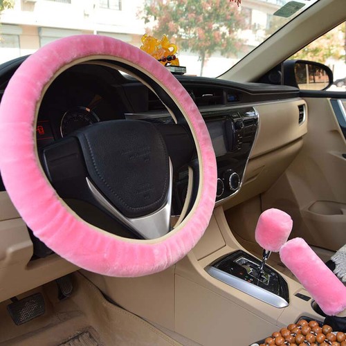 3pcs Plush Fluffy Car Steering Wheel Cover Handbrake Cover Gear Knob Cover #JPUS - Picture 18 of 23