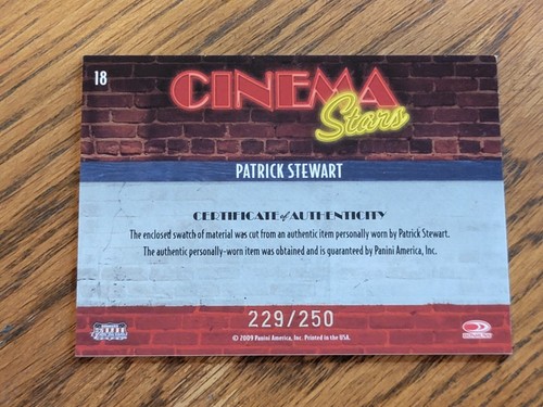 2009 Americana Cinema Stars Material #18 Patrick Stewart 229/250 - Picture 2 of 4