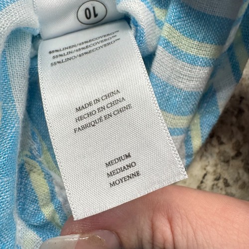 Rails Charli Laguna Stripe Shirt Size Medium Linen Blend Blue Yellow White - Picture 7 of 12