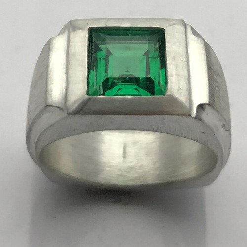 ANILLO DE PLATA DE LEY MJG. ESMERALDA PRINCESA LABORATORIO 8MM. COMIENZA EN LA TALLA 10 - Imagen 1 de 7