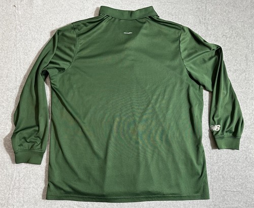 NEW BALANCE polo Mens Tee T Shirt 2XL XXL loose GREEN lightning dry long Sleeve - Picture 6 of 9