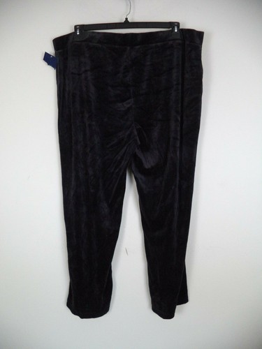 Black Basic Editions Velour Pant. Plus. 3X. 80% Cotton/ 20% Polyester. Relaxed. - Picture 5 of 9