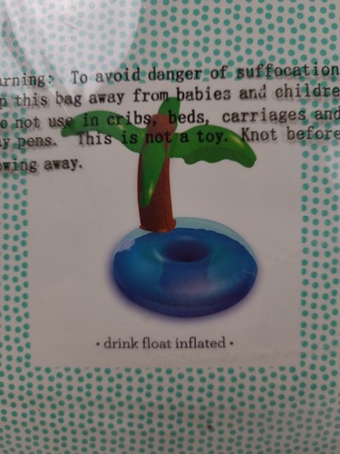 Inflatable Drink Floats Holder Tropical Palm Tree Island  2 packs of 2 (4 total) - Picture 2 of 4