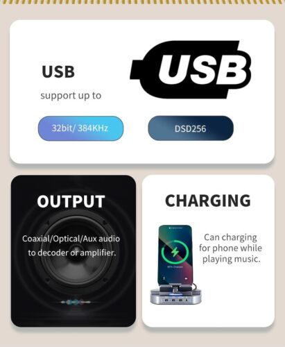 XDuoo DT-01 HiFi Plattenspieler für Telefon konvertieren USB in Koaxial/Optisch/Aux - Bild 4 von 10
