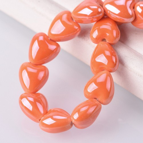 10pcs 10mm/12mm Glossy Heart Ceramic Porcelain Loose Beads For Jewelry Making - Picture 16 of 27