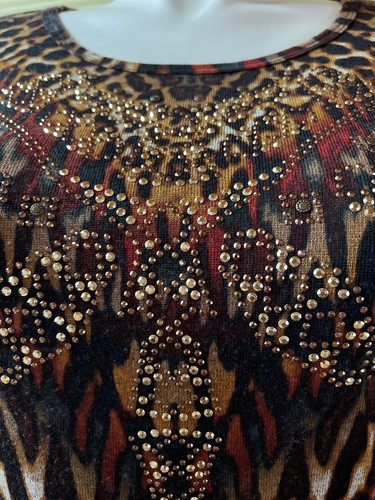 One World Women’s Size LG Gold Studded Neckline Top Tunic NEW NWOT - Picture 7 of 18