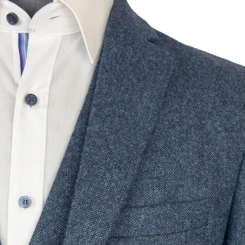 Navy Blue Tweed 3 Piece Suit 42S Jacket, 42" Waistcoat, 38x29 Trouser - Picture 3 of 9