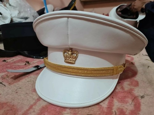 Military Marching Band White Peak Cap, Peaked Hat Headgear - Picture 6 of 11