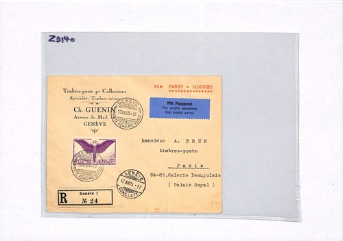 SWITZERLAND Air Mail 1925 1Fr Cover FRANCE Paris-London Flight {samwells}ZD140 - Picture 7 of 8