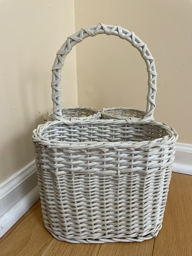 Wicker Woven Wine  Basket  Bottles Holder Carrier Caddy White - Picture 3 of 6
