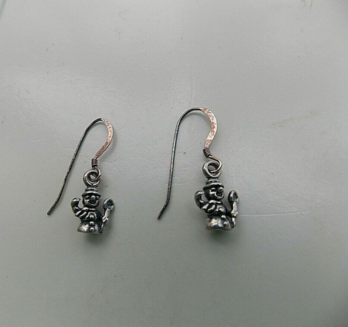 Pendientes colgantes de plata 925 con marca de muñeco de nieve de Navidad #Q10 - Imagen 7 de 8