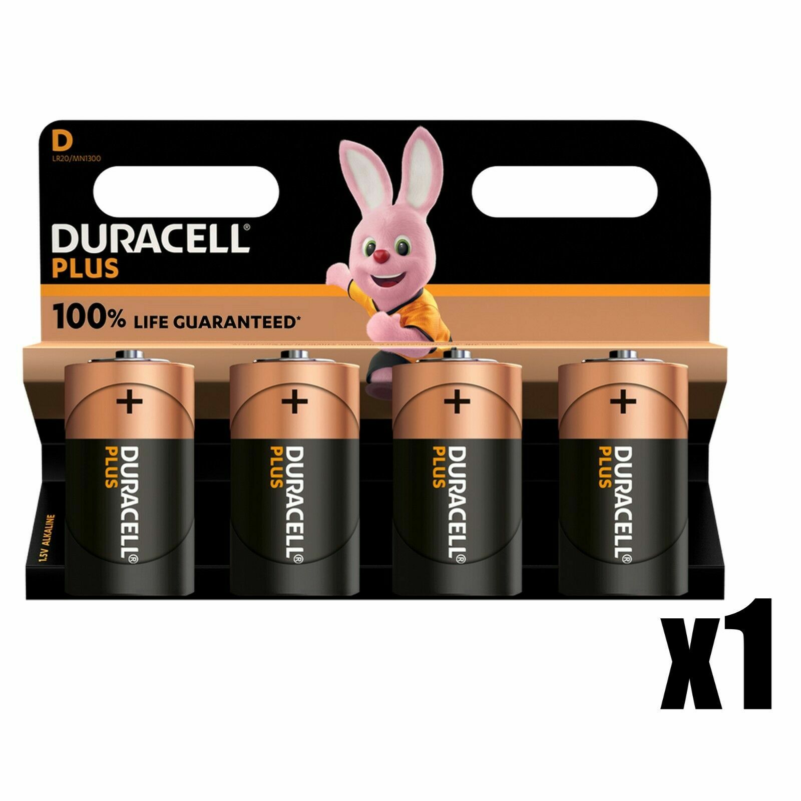 Duracell Plus D Alkaline Batteries 1.5V LR20 Battery Pack Size of 4