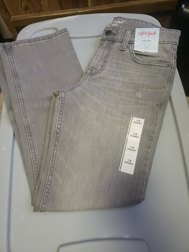 Cat & Jack Jungen Straight Denim Jeans Total Flex - hellgraue Waschung - Größe 12 Slim - Bild 1 von 4