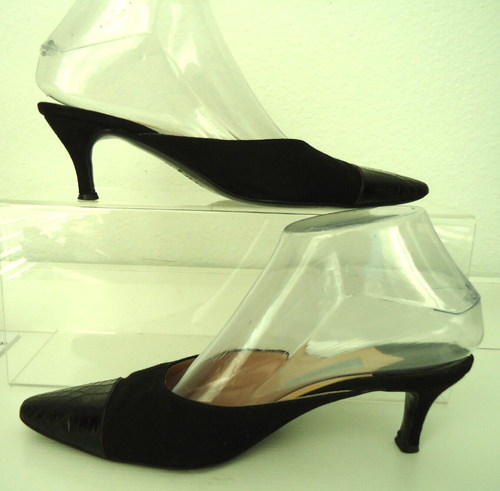 SUAREZ Italy Vero Cuoio Women's Black Leather Fabric Mules Size-7.5/37.5 - Picture 6 of 16