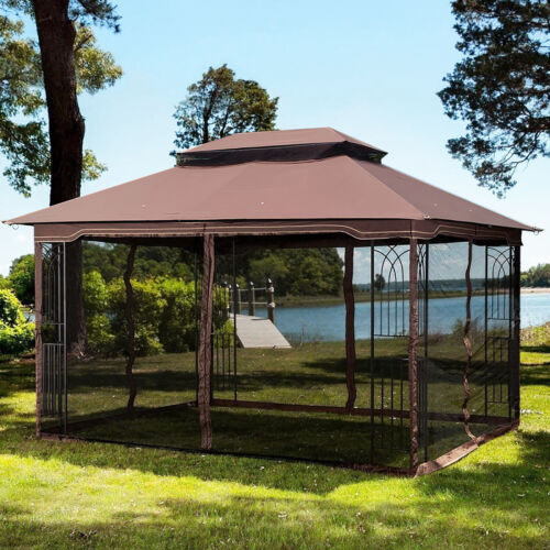 13x10 FT Outdoor Patio Gazebo Canopy Tent Ventilated Double Roof & Mosquito Net - Picture 5 of 18