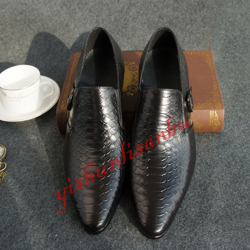 SnakeSkin Pattern Real Pelle Uomo British Buckle Dress Formal Shoes Oxfords NEW