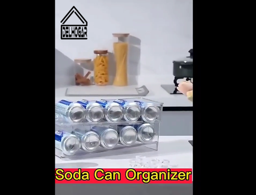 Rolling Soda Can Organizer for Refrigerator Can Dispenser 10 Standard Size - Video 1 of 1