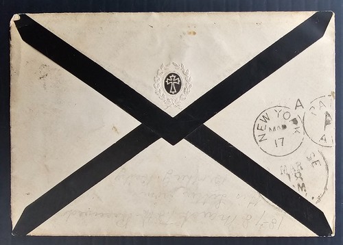 1878 Great Britain Mourning Cover ties 3 stamp cd York-Syracuse - Picture 2 of 2