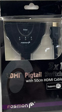 GENUINE  FOSMON 3 X 1 PIGTAIL SWITCH 50 CM HDMI CABLE new