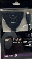 GENUINE!! FOSMON 3 X 1 PIGTAIL SWITCH 50 CM HDMI CABLE  new