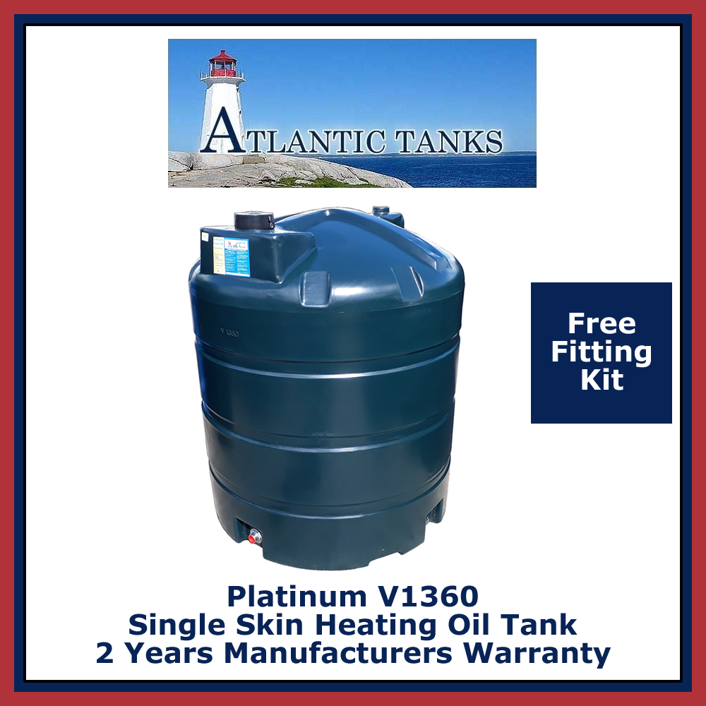 1360 Litre Vertical Single Skin Platinum Domestic Heating Oil