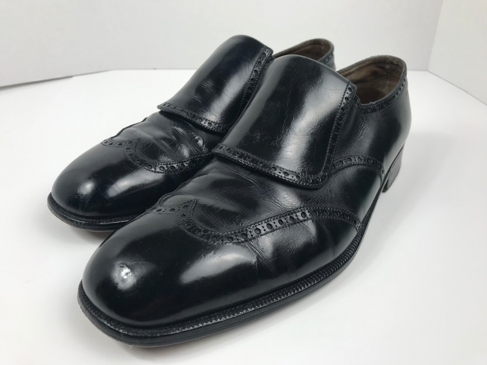 JOHN LOBB nero WINGTIP SLIP ON OXFORD LOAFER LONDON uomo Dimensione 11 LEATHER EUC JOHN LOBB nero WINGTIP SLIP ON OXFORD LOAFER LONDON uomo Dimensione 11 LEATHER EUC