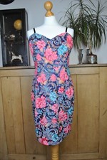 Joe Browns Floral Multi-Coloured Stretch Strappy Pencil Bodycon Dress Size 12
