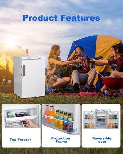 Smad 100L 3 Way 12V 220V Absorption Camper Fridge Motorhome RV Gas Freezer White - Picture 12 of 12