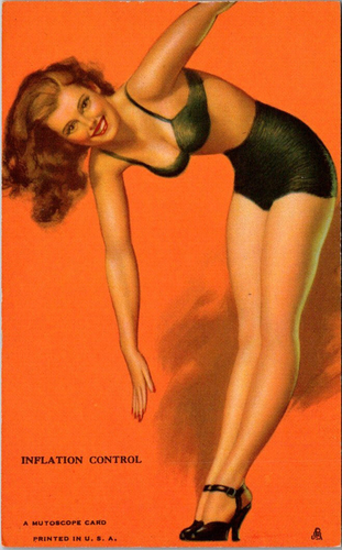 PINUP MUTOSCOPIO - "CONTROLLO INFLAZIONE" - MORAN - AP-UG - CARTA ARCADE VINTAGE - Foto 1 di 2