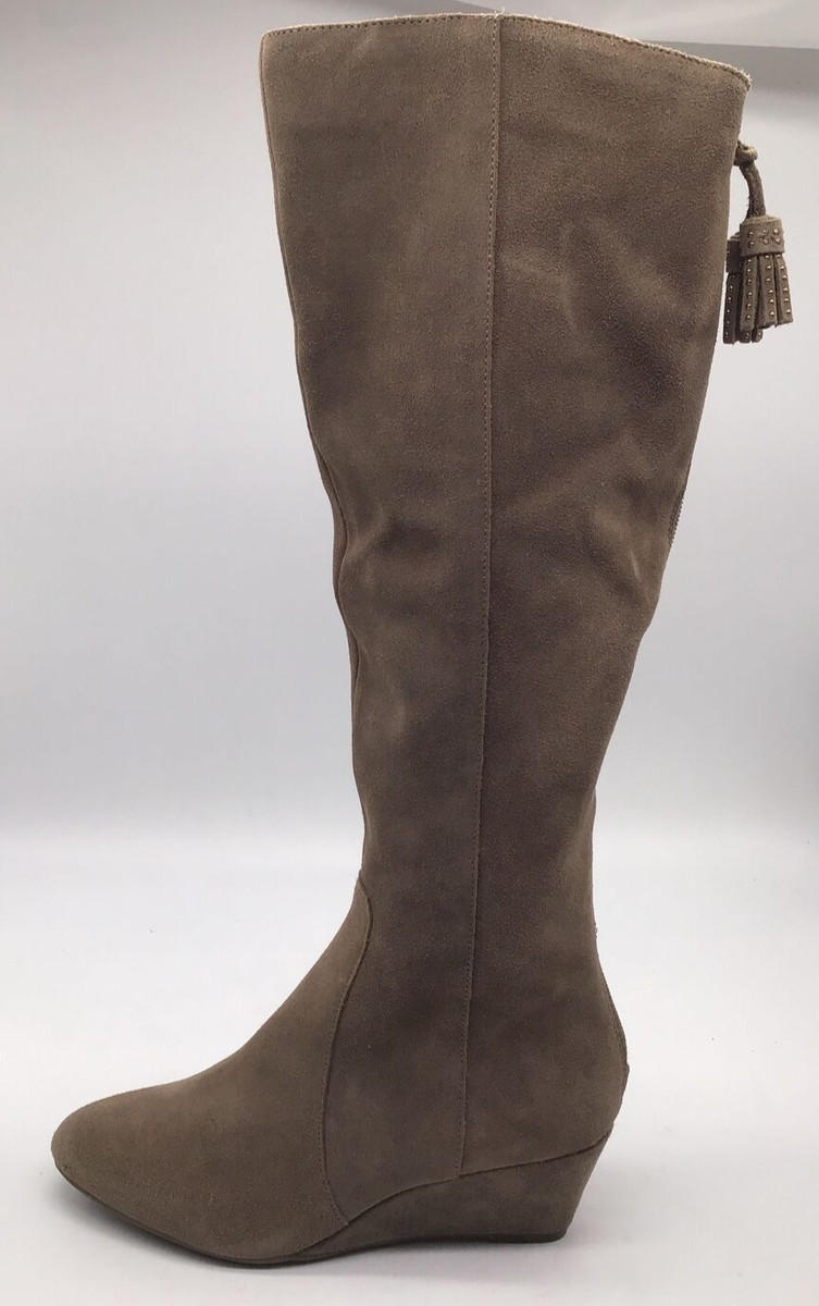 Anne Klein Women s Azriel Wedge Knee High Boots Taupe Beige Size