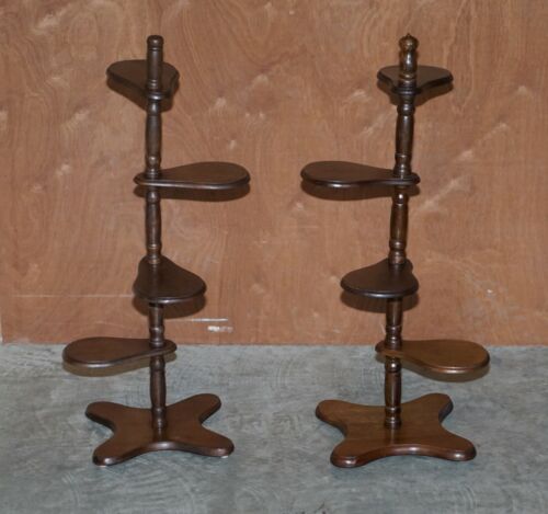 PAIR OF HARDWOOD WHATNOT ADJUSTABLE SIDE END TABLES CAKE STANDS DISPLAY STANDS - Picture 2 of 9