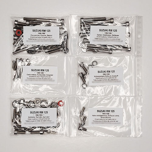 Kit vis inox moteur pour Suzuki RM 125 modèles 1986 à 1988