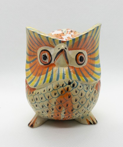Hand Carved & Painted Wood OWL Figurine From Bali, Indonesia, Vintage 1960s - Picture 6 of 10