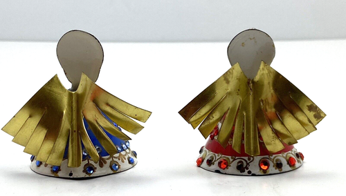 Austrian Steinbock-Email Lot of 2 Brass Enamel Sequin Christmas Angel Ornaments - Picture 2 of 6