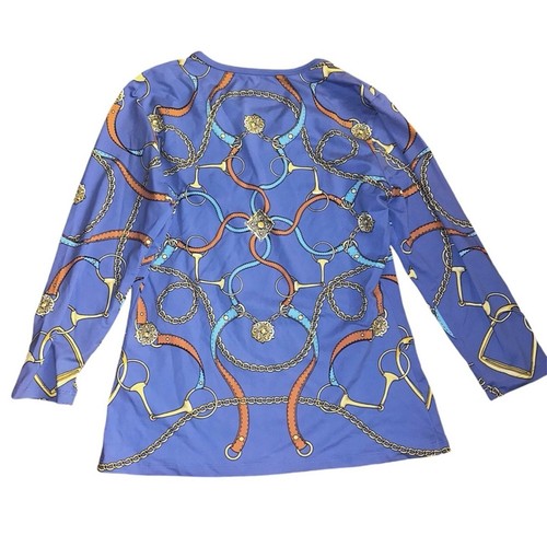 J. McLaughlin Catalina cloth shirt blue equestrian theme small - Bild 2 von 4