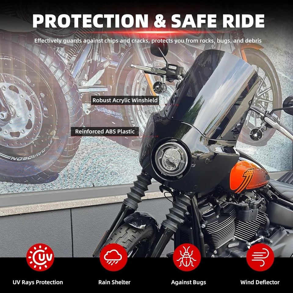 Carenado de faros con parabrisas de humo de 15" para 86-15 Sportster 1200 hierro 883 XL Foto 3 de 4