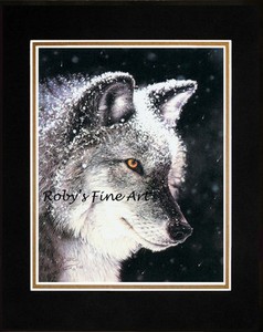 Matted-Gray-Wolf-Art-Print-034-Eye-Of-The-Storm-034-8x10-Mat-Giclee-by-Roby-Baer-PSA