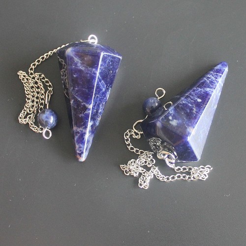 36mm Faceted gemstone crystal pendulum point pendant reiki chakra with 6''chain - Bild 78 von 87