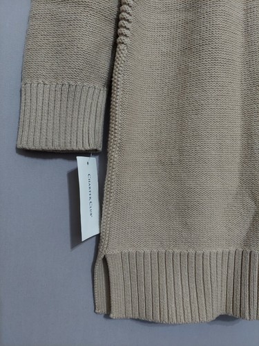 Charter Club Size M Women Camel Brown L-Sleeve Open Front Long Cardigan Sweater - Picture 7 of 12