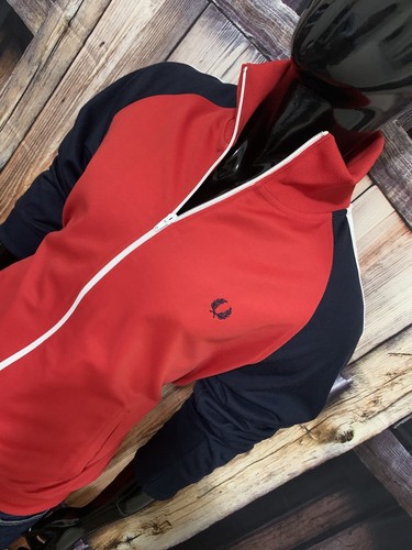 Fred Perry Red Navy & White Full Zip Track Jacket Size Medium Mint! - Picture 2 of 6