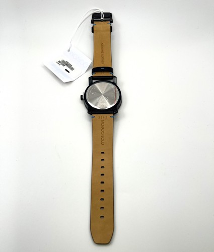 MOVADO BOLD 3601058 TREND IMPULSE BLACK BLUE DIAL BLACK LEATHER BAND MEN'S WATCH - Picture 3 of 4