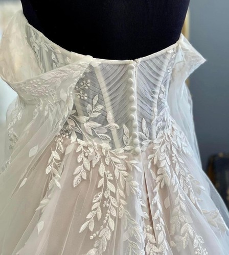 Illusion corsé hoja encaje vestido de novia vestido de novia 32-60 a medida - Imagen 4 de 6