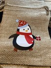2 X Christmas Jute Burlap Mini Treat Bags Party Favours Gifts PENGUIN