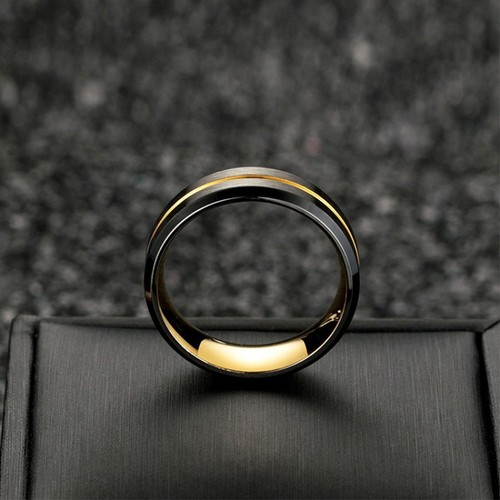 8 mm Doble Color Acero Titanio Banda de Boda Hombres Anillo de Compromiso Talla 7-12 - Imagen 6 de 13