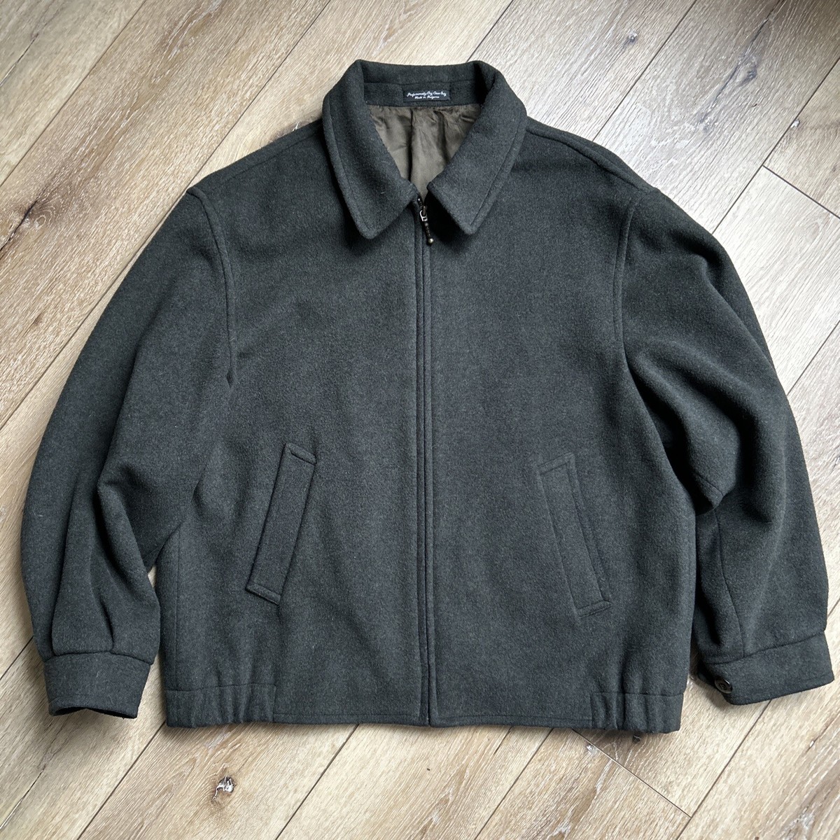 Vintage Wool Blend Bomber Jacket Mens L Black San-Felice Wool Cashmere Nylon Vintage Wool Blend Bomber Jacket Mens L Black San-Felice Wool Cashmere Nylon
