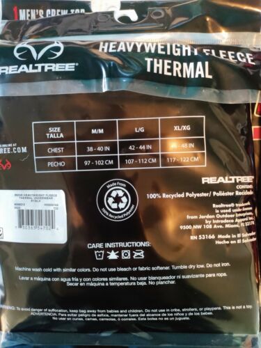 MENS REALTREE HEAVYWEIGHT FLEECE THERMAL SHIRTS & BOTTOMS - NIP - Picture 4 of 8