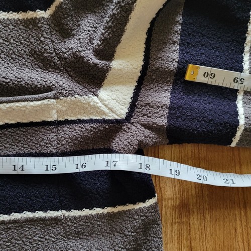 Ann Taylor Cardigan Womens Size Medium Gray Blue Stripe Button Down Top Pockets - Picture 7 of 11